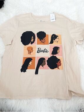 Barbie Beige Graphic Tee with Black and Peach Accents